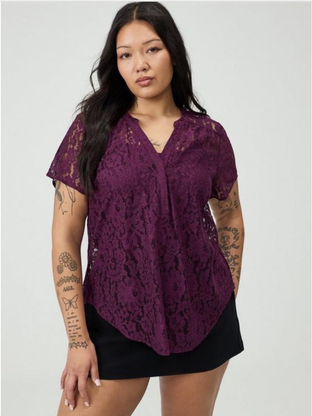 Torrid Harper Lace Blouse Size 00 Potent Purple - Picture 6 of 6